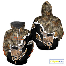 Load image into Gallery viewer, Whitetail Deer Camo Customize Name 3D Printed Long Sleeve Hoodie Hunting Shirts for Men NBT303