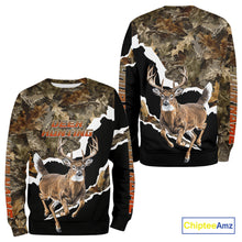 Load image into Gallery viewer, Whitetail Deer Camo Customize Name 3D Printed Long Sleeve Hoodie Hunting Shirts for Men NBT303