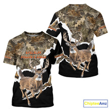 Load image into Gallery viewer, Whitetail Deer Camo Customize Name 3D Printed Long Sleeve Hoodie Hunting Shirts for Men NBT303