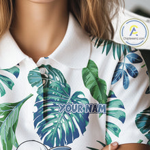 Load image into Gallery viewer, Funny Womens Golf Polo Shirt Tropical Pattern Custom Name Shark Playing Golf Shirt Funny Golf Apparel NBT715