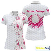Load image into Gallery viewer, Women Golf Polo Shirt Custom Name Funny Golf Bag Cart Pattern Shirt, Golf Gifts For Ladies NBT825