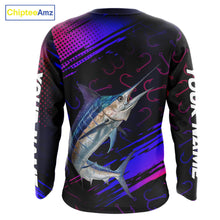 Load image into Gallery viewer, Custom Marlin Fishing Shirts Fish Hooks Long Sleeve Performance Shirt, Marlin Fishing Jersey NBT475