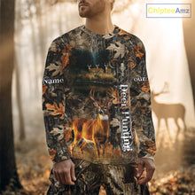 Load image into Gallery viewer, Whitetail Deer Hunting Custom Name Camo Shirt, Hunting Hoodie Camouflage Deer Shirts NBT333