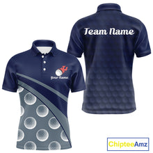 Load image into Gallery viewer, Funny golf balls pattern mens golf polo shirt with personalized name - back &amp; front view