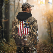 Load image into Gallery viewer, American Flag Whitetail Deer Camo Hunting Shirt, Best Hunting Clothes for Deer Hunting Season NBT64