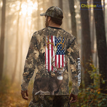 Load image into Gallery viewer, American Flag Whitetail Deer Camo Hunting Shirt, Best Hunting Clothes for Deer Hunting Season NBT64