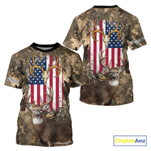 Load image into Gallery viewer, American Flag Whitetail Deer Camo Hunting Shirt, Best Hunting Clothes for Deer Hunting Season NBT64