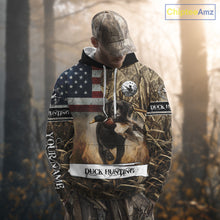 Load image into Gallery viewer, Duck Hunting Waterfowl Camo US Flag Black Labrador Retriever Dog Shirts, Duck Hunting Gifts NBT80
