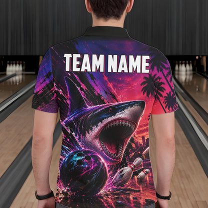 Custom Shark Bowling Polo Shirts For Men, Shark Bowling Team Shirt NBT969
