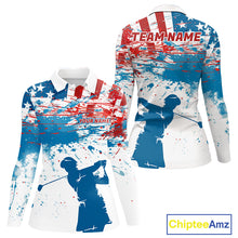 Load image into Gallery viewer, American Flag Golf Polo Shirt Custom Womens Golf Shirts US Flag Golf Polo Shirt NBT568