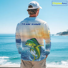 Load image into Gallery viewer, Mahi Mahi Fishing Sunset Custom Fishing Long Sleeve Shirt, Mahi Mahi Compass Offshore Fishing Apparel NBT585