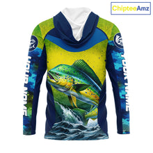 Load image into Gallery viewer, Custom Mahi Mahi Fishing Shirts For Team, Custom Saltwater Fishing Shirts|Blue NBT469