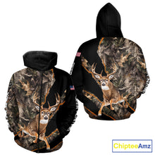 Load image into Gallery viewer, Whitetail Deer Hunting Brown Camo with Scope US Flag Shirts, Deer Hunting Clothes for Hunters NBT230