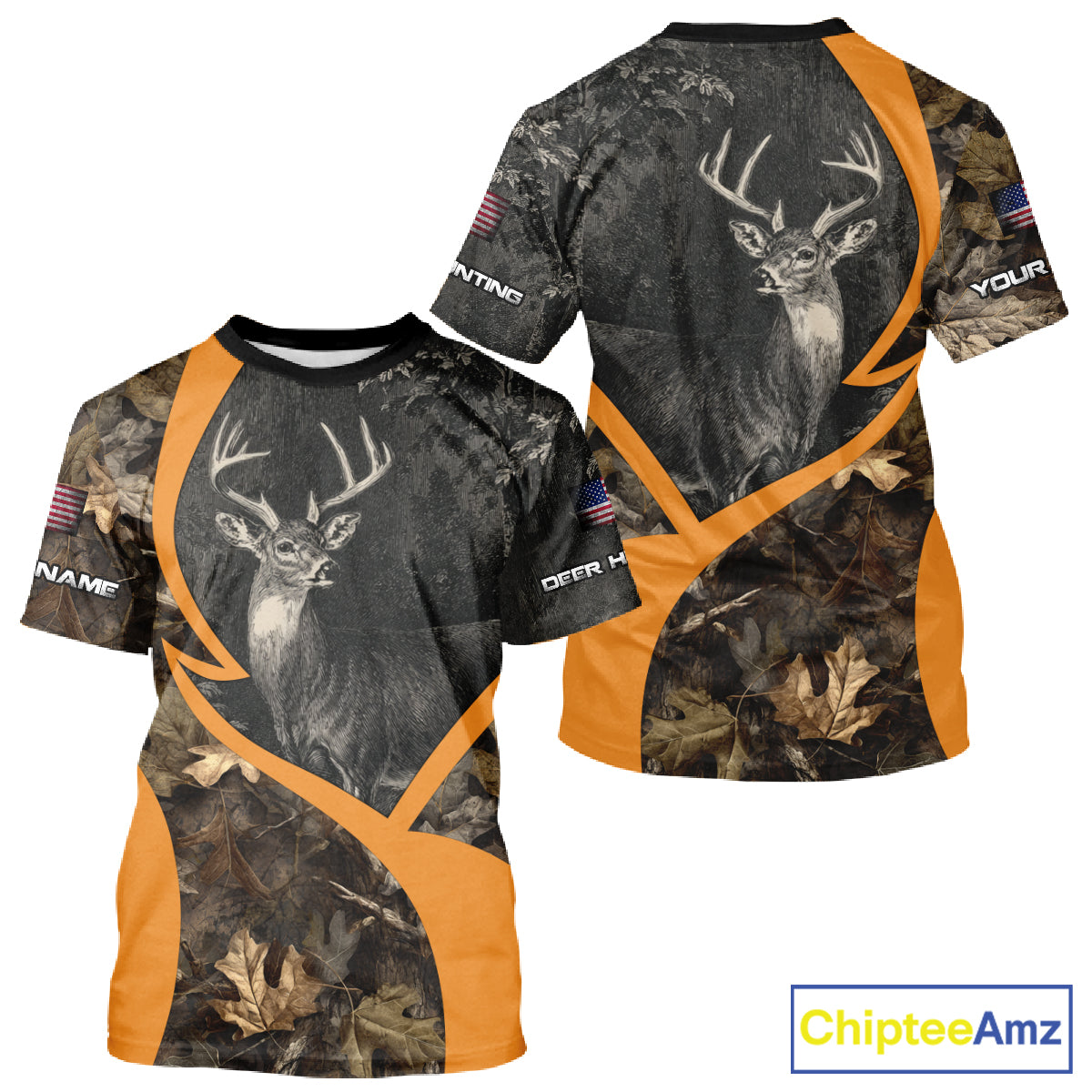 Deer Hunting Dark Brown Camouflage 3D All Over Printing Shirts, Hunting Gifts for Men NBT232