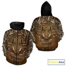 Load image into Gallery viewer, Personalized Wild Boar Hunting Brown Camo US Flag Printed Shirts, Hunting Gifts NBT235