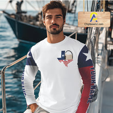 Load image into Gallery viewer, Personalized Texas Flag Long Sleeve Custom Name Tournament Fishing Shirts, Texas Fishing Jerseys NBT515