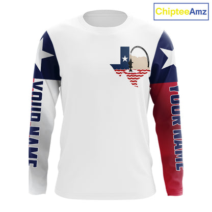Personalized Texas Flag Long Sleeve Custom Name Tournament Fishing Shirts, Texas Fishing Jerseys NBT515