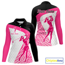 Load image into Gallery viewer, Pink Zebra Pattern Womens Golf Polo Shirts Custom Name Gift For Golf Lovers NBT580