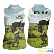 Load image into Gallery viewer, Scottish Terrier Womens Sleeveless Polo Golf Shirts, Vintage Dog Shirt, Dad Golf Gift NBT609