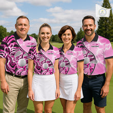 Load image into Gallery viewer, Mens Golf Polo Shirt Holographic Marble Golf Pattern For Team, Golf Attire For Men|Pink NBT726