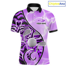 Load image into Gallery viewer, Mens Golf Polo Shirt Holographic Marble Golf Pattern For Team, Golf Attire For Men|Purple NBT727