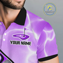 Load image into Gallery viewer, Mens Golf Polo Shirt Holographic Marble Golf Pattern For Team, Golf Attire For Men|Purple NBT727