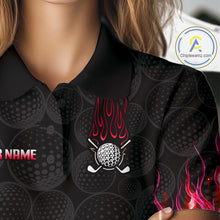 Load image into Gallery viewer, Close-up golf polo shirt red flame fabric: breathable cotton, quick moisture wicking, no wrinkle