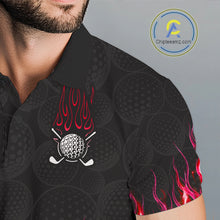Load image into Gallery viewer, Close-up golf polo shirt red flame fabric: breathable cotton, quick moisture wicking, no wrinkle