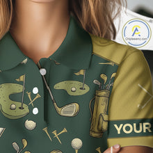 Load image into Gallery viewer, Vintage 1990s Golf Pattern Womens Golf Polo Shirt, Golf Attire For Ladies, Golfer Gifts|Beige NBT614