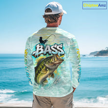 Load image into Gallery viewer, Personalized Bass Long Sleeve Fishing Shirts, Largemouth Bass Fishing Jerseys For Men NBT669