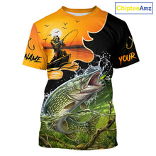 Load image into Gallery viewer, Personalized Fish Reaper Sunset Design Northern Pike Fishing T-Shirts NBT675