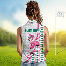 Load image into Gallery viewer, Funny Flamingo Pink Pattern Womens Sleeveless Golf Polo Shirt Golf Outfit Custom Name, Flamingo Golf Shirts NBT779