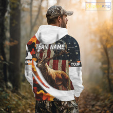 Load image into Gallery viewer, Blaze Orange Camo Elk Hunting Hoodie, Longsleeve Shirt for Men, Custom Name NBT06