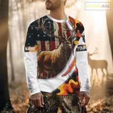 Load image into Gallery viewer, Blaze Orange Camo Elk Hunting Hoodie, Longsleeve Shirt for Men, Custom Name NBT06