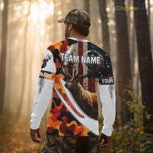 Load image into Gallery viewer, Blaze Orange Camo Elk Hunting Hoodie, Longsleeve Shirt for Men, Custom Name NBT06