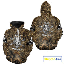 Load image into Gallery viewer, Personalized Wild Boar Hunting Camouflage Customize Name 3D All Over Printed Boar Hunting Shirts NBT104