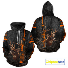 Load image into Gallery viewer, Custom Shadow Buck Black Camo Deer Hunting Shirts for Men, Deer Hunting Crew Clothes NBT54