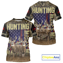 Load image into Gallery viewer, Beautiful Patriotic Camo Deer Hunting Shirt with US Flag, Hunting Outfit, Gifts for Hunters NBT58