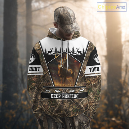 Whitetail Deer Camo 3D All Over Printed Shirts, Deer Hunting Crew Outfit, Hunting Gifts NBT63