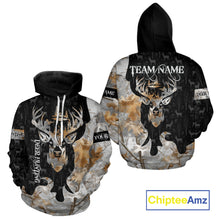 Load image into Gallery viewer, Snowfall Deer Hunting Hoodie, Longsleeves Shirt – Winter Camo Custom Name for Big Game Hunters NBT33
