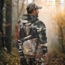 Load image into Gallery viewer, Camouflage Bow Hunting Custom Name Hoodie, Longsleeve Shirt, Perfect for Deer Season NBT08