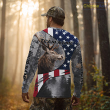 Load image into Gallery viewer, American Flag Grey Camo Deer Hunting Shirt - Personalized Gift for Hunters NBT19