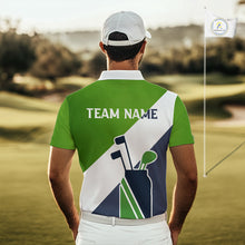 Load image into Gallery viewer, Green &amp; Blue Golf Bag Mens Golf Polo Shirts Custom Golf Shirts, Golf Attire For Men NBT576