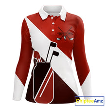 Load image into Gallery viewer, Red Golf Bag Womens Golf Polo Shirts Custom Golf Shirts, Golf Attire For Ladies NBT578