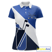 Load image into Gallery viewer, Blue Golf Bag Womens Golf Polo Shirts Custom Golf Shirts, Golf Attire For Ladies NBT579