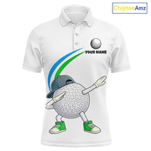 Load image into Gallery viewer, White Funny Golf Ball Custom Team Polo Shirt, Personalized Mens Golf Polo Shirt, Golf Lovers Gift NBT603