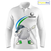 Load image into Gallery viewer, White Funny Golf Ball Custom Team Polo Shirt, Personalized Mens Golf Polo Shirt, Golf Lovers Gift NBT603