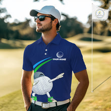 Load image into Gallery viewer, Blue Funny Golf Ball Custom Team Polo Shirt, Personalized Mens Golf Polo Shirt, Golf Lovers Gift NBT604