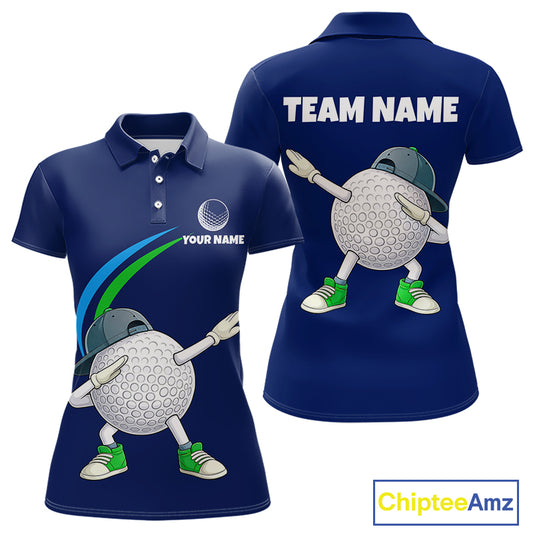 Blue Funny Golf Ball Custom Team Polo Shirt, Personalized Womens Golf Polo Shirt, Golf Lovers Gift NBT604