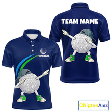 Load image into Gallery viewer, Blue Funny Golf Ball Custom Team Polo Shirt, Personalized Mens Golf Polo Shirt, Golf Lovers Gift NBT604